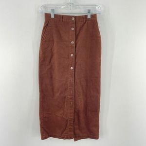 VTG Jones New York Brown A-Line Cotton Petite Maxi Skirt - Women Size 2